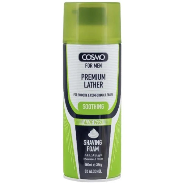 Cosmo Shaving Foam Soothing Aloe Vera 400ml White Dome & Bottom