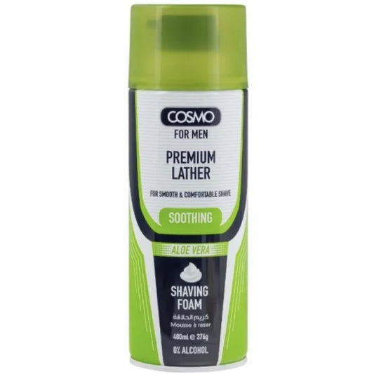 Cosmo Shaving Foam Soothing Aloe Vera 400ml White Dome & Bottom